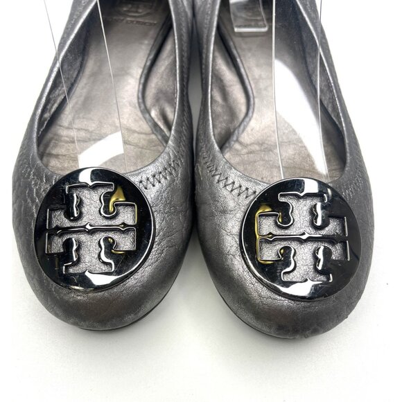 Tory Burch Ballet Flats Leather Silver Color Ladies Size 7 - Picture 8 of 12